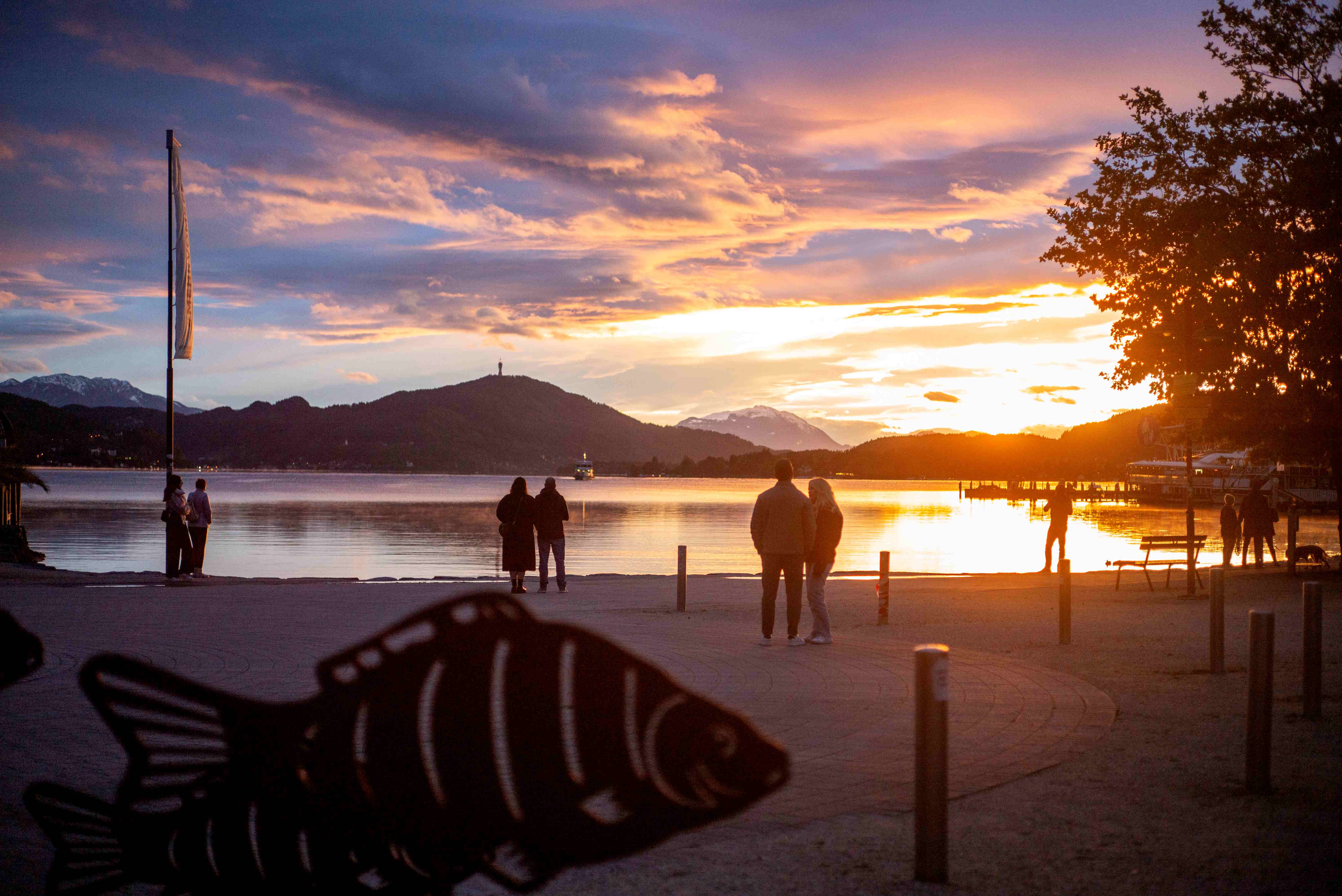 Sonnenuntergang am Metnitzstrand am Wörthersee-Ostufer in Klagenfurt